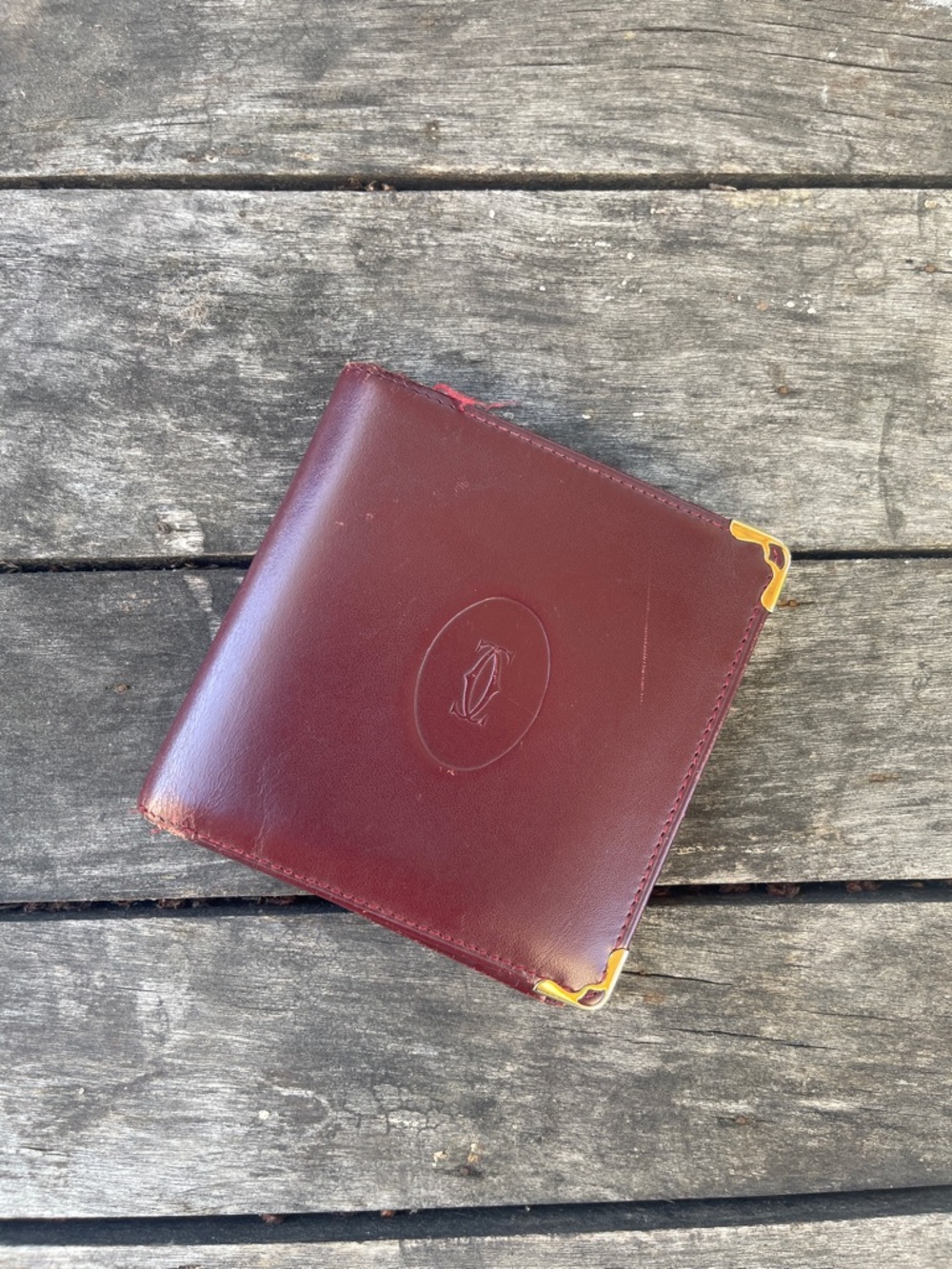 Authentic Vintage Cartier Burgundy Leather Bifold Wallet